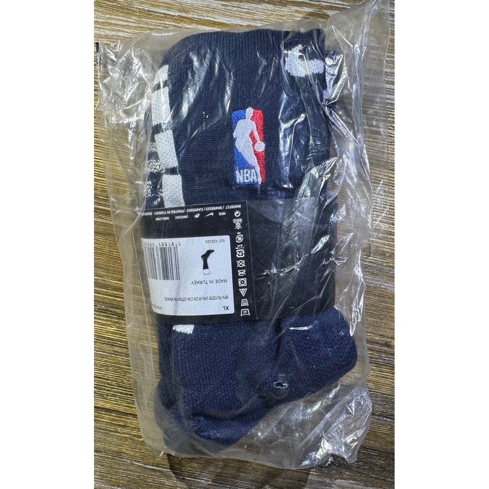 Nike NBA Elite Crew Basketball Socks Navy Blue PSK654-420 Men's XL 12-15 NWT